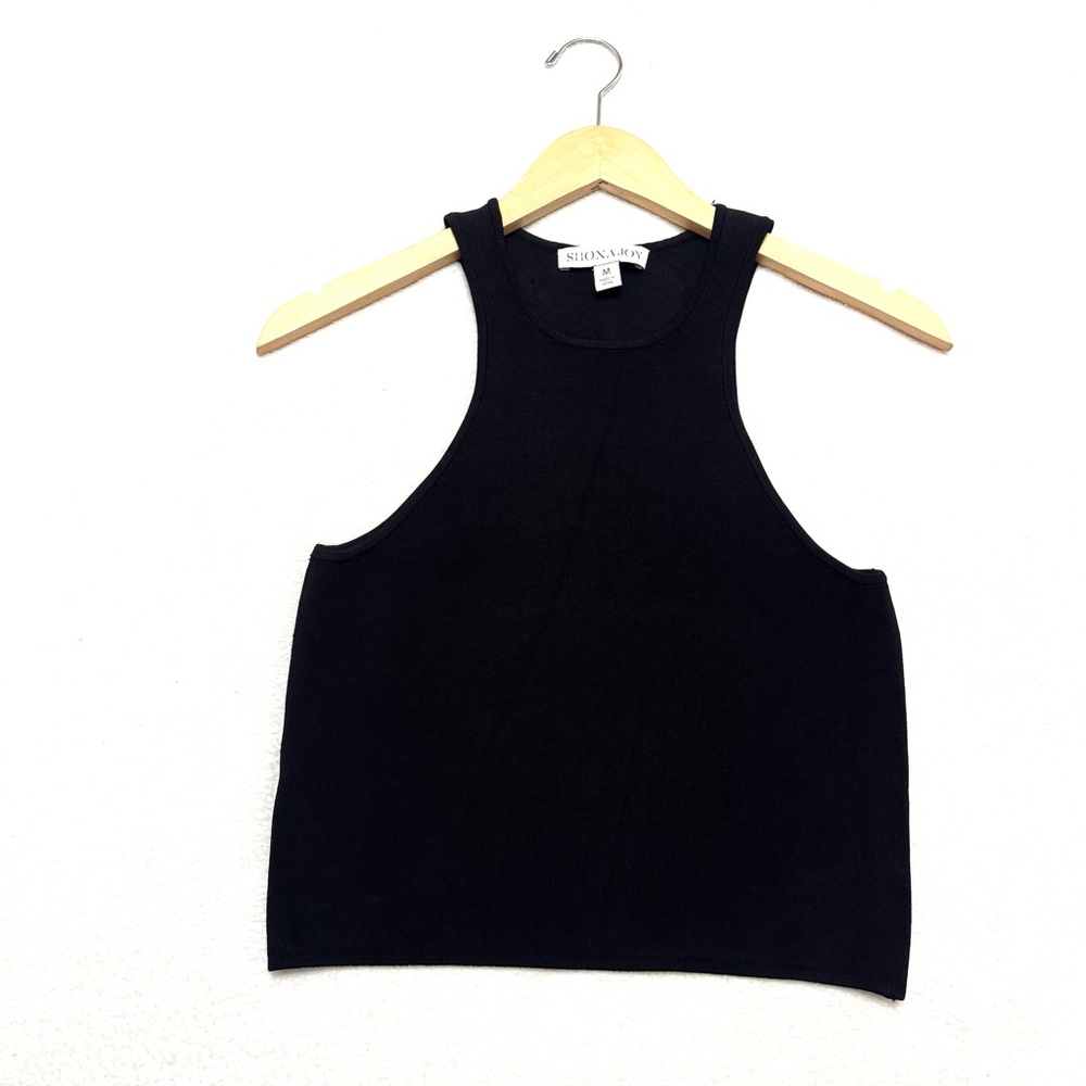 Shona Joy sz M Crew Neck Tank Top Knit Stretch Crop Stretch